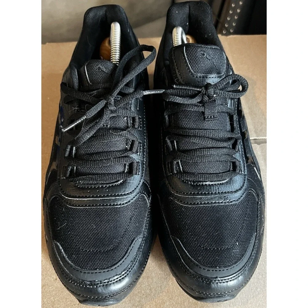 PUMA Respin Men's Size 9.5 Lace Up Triple Black Sneakers Casual Shoes 382724-04